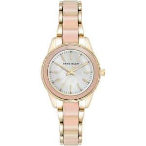 Anne Klein Women’s Resin Bracelet Watch(Gold/Iridescent White 2)