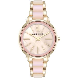 Anne Klein Women’s Resin Bracelet Watch(Gold/Iridescent White)