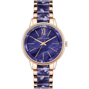Anne Klein Women’s Resin Bracelet Watch(Pearlescent Navy/Rose Gold)