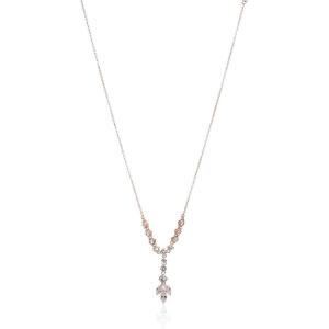 Anne Klein Women’s Rose Gold Tone Cubic Zirconia Navette Y Necklace, One Size