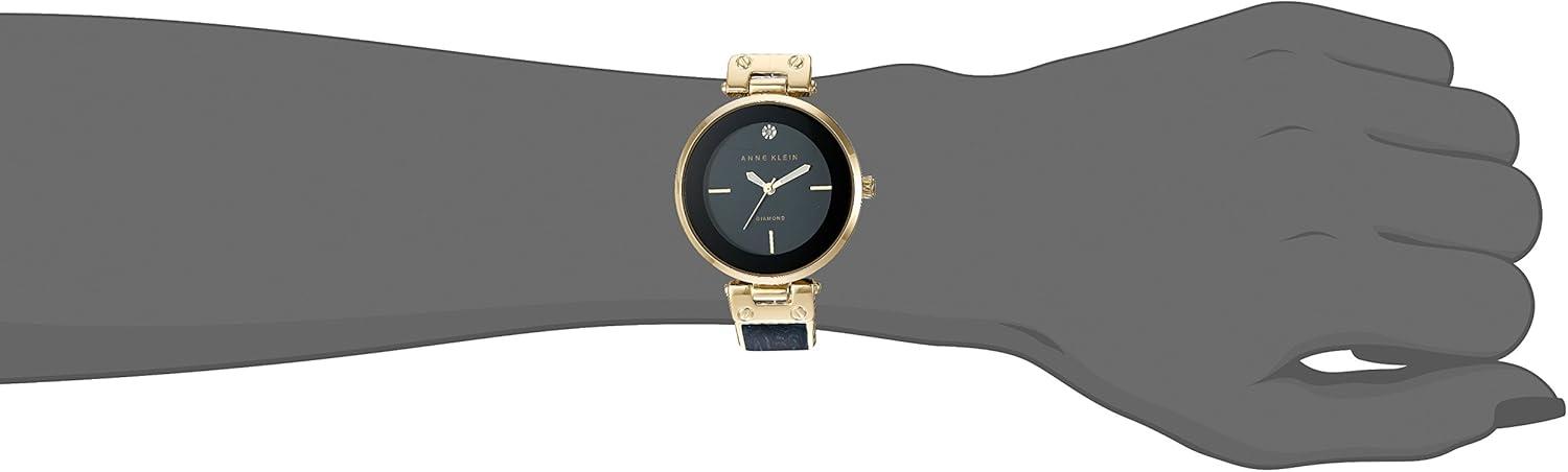 imageAnne Klein Womens Genuine Diamond Dial Bangle WatchNavy BlueGold