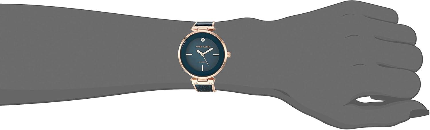 imageAnne Klein Womens Genuine Diamond Dial Bangle WatchTealRose Gold