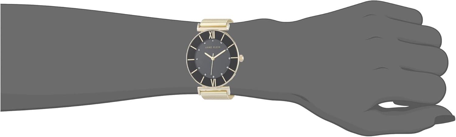 imageAnne Klein Womens Glitter Accented Mesh Bracelet WatchGoldBlack