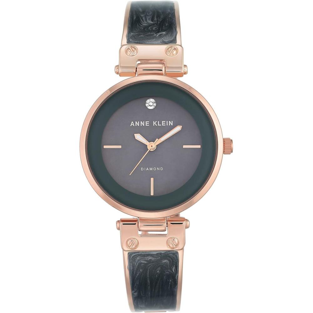 imageAnne Klein Womens Genuine Diamond Dial Bangle WatchGreyRose Gold