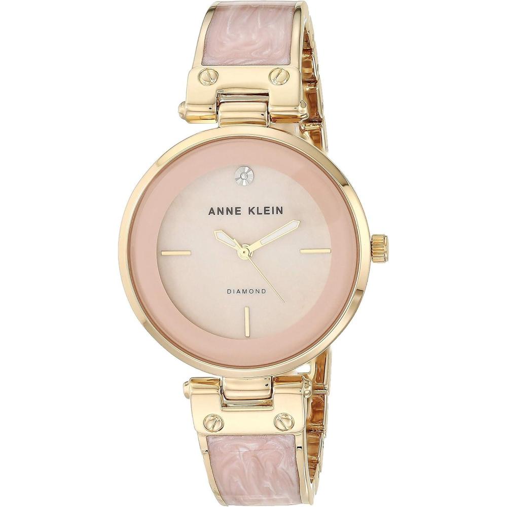 imageAnne Klein Womens Genuine Diamond Dial Bangle WatchLight PinkGold
