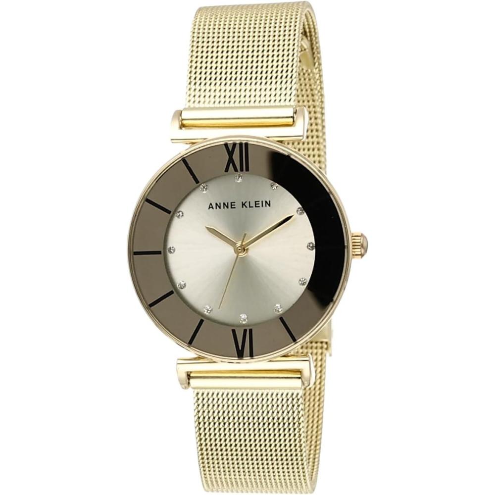 imageAnne Klein Womens Glitter Accented Mesh Bracelet WatchGold