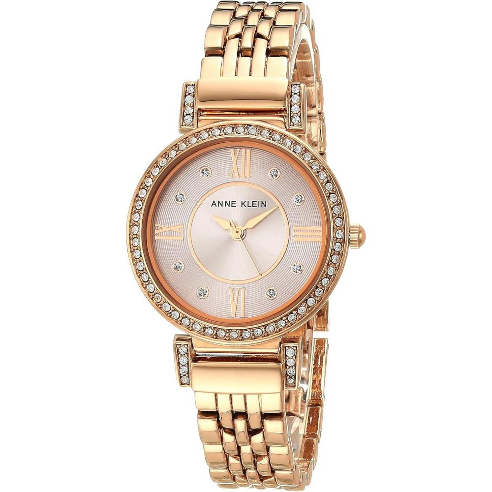 imageAnne Klein Womens Premium Crystal Accented Bracelet Watch AK2928Rose GoldTaupe