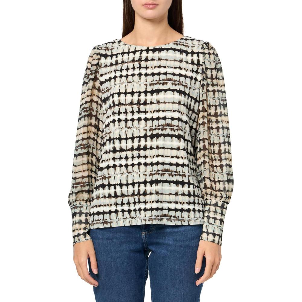 imageAnne Klein Womens Printed Ity W Printed Chiffon Bishop SLVAnne Black Multi