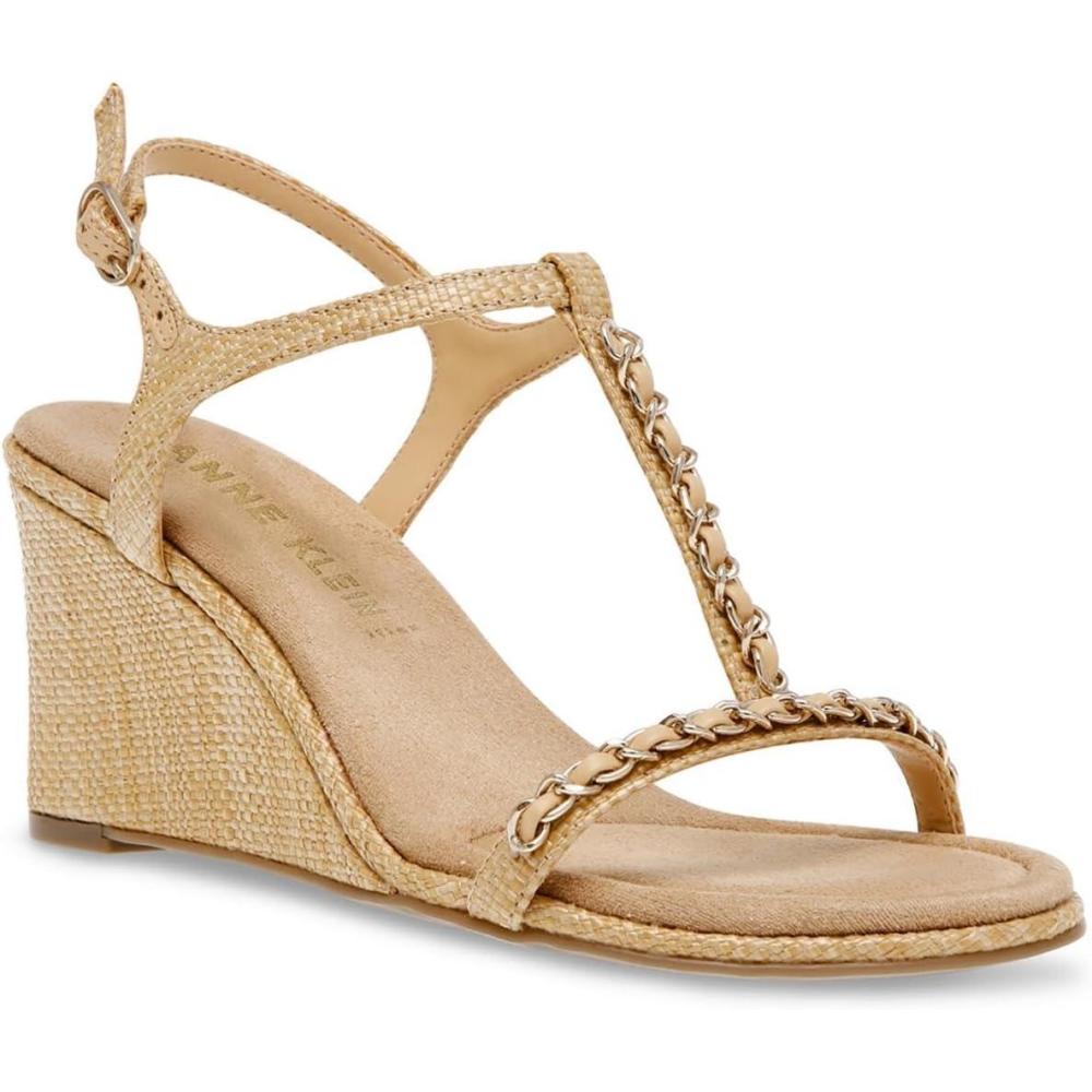 imageAnne Klein Womens Sloan Wedge SandalNude Raffia