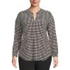 Anne Klein Women’s Plus Size Printed Ity Split Neck Tunic(Black)