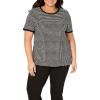 Anne Klein Women’s Printed Ity Button Back Top(Anne Black/Latte)
