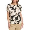 Anne Klein Womens Ss Blouse W Bateau Neckline(Anne Black Multi)