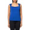 Anne Klein Women’s Txtrd Knit Crepe Shirred Strap Sq Nk Cam(Santorini Blue)