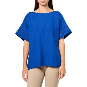 Anne Klein Womens Dolman Sleeve Blouse W Trim(Santorini Blue)