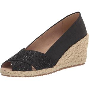 Anne Klein Women’s Ezz-c Espadrille Wedge Sandal(Black)