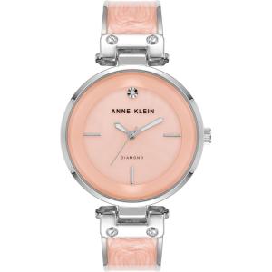 Anne Klein Women’s Genuine Diamond Dial Bangle Watch(Blush Pink/Silver)