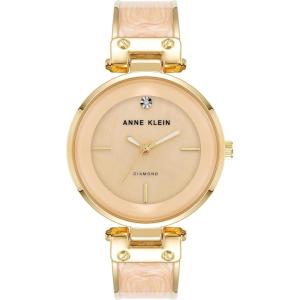 Anne Klein Women’s Genuine Diamond Dial Bangle Watch(Cream/Gold)