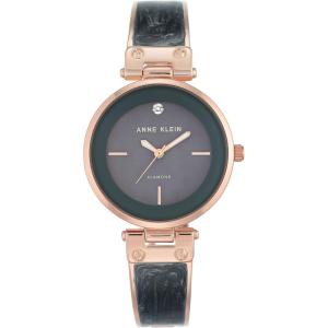 Anne Klein Women’s Genuine Diamond Dial Bangle Watch(Grey/Rose Gold)