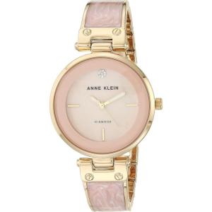 Anne Klein Women’s Genuine Diamond Dial Bangle Watch(Light Pink/Gold)