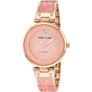 Anne Klein Women’s Genuine Diamond Dial Bangle Watch(Light Pink/Rose)