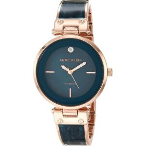 Anne Klein Women’s Genuine Diamond Dial Bangle Watch(Teal/Rose Gold)