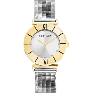 Anne Klein Women’s Glitter Accented Mesh Bracelet Watch(Two Tone)