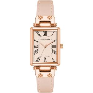 Anne Klein Women’s Leather Strap Watch, AK/3752(Blush Pink/Rose Gold)