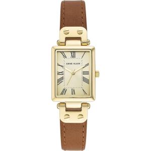 Anne Klein Women’s Leather Strap Watch, AK/3752(Honey Brown/Gold)