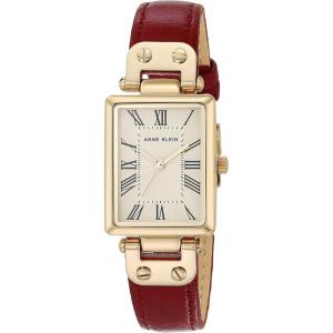 Anne Klein Women’s Leather Strap Watch, AK/3752(Red/Gold)