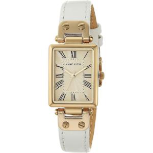 Anne Klein Women’s Leather Strap Watch, AK/3752(White/Gold)