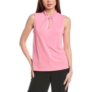 Anne Klein Women’s Moss Crepe Sl Twist Neck W Keyhole(Pink Dahlia)