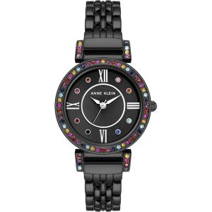 Anne Klein Women’s Premium Crystal Accented Bracelet Watch, AK/2928(Black)