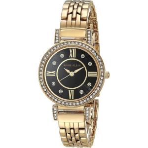 Anne Klein Women’s Premium Crystal Accented Bracelet Watch, AK/2928(Gold/Black)