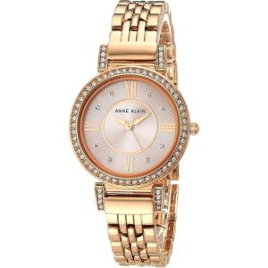 Anne Klein Women’s Premium Crystal Accented Bracelet Watch, AK/2928(Rose Gold/Taupe)
