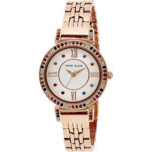 Anne Klein Women’s Premium Crystal Accented Bracelet Watch, AK/2928(Rose Gold/white)