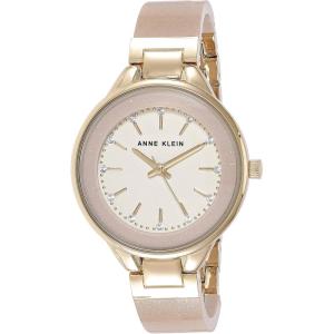 Anne Klein Women’s Premium Crystal Accented Resin Bangle Watch(Cream/Gold)