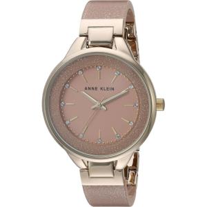 Anne Klein Women’s Premium Crystal Accented Resin Bangle Watch(Light Pink/Gold)