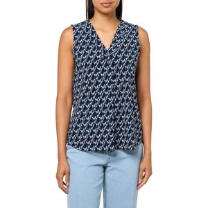 Anne Klein Women’s Printed Ity Pleat Front Shell(Anne Black Multi)