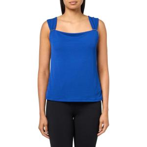 Anne Klein Women’s Txtrd Knit Crepe Shirred Strap Sq Nk Cam(Santorini Blue)