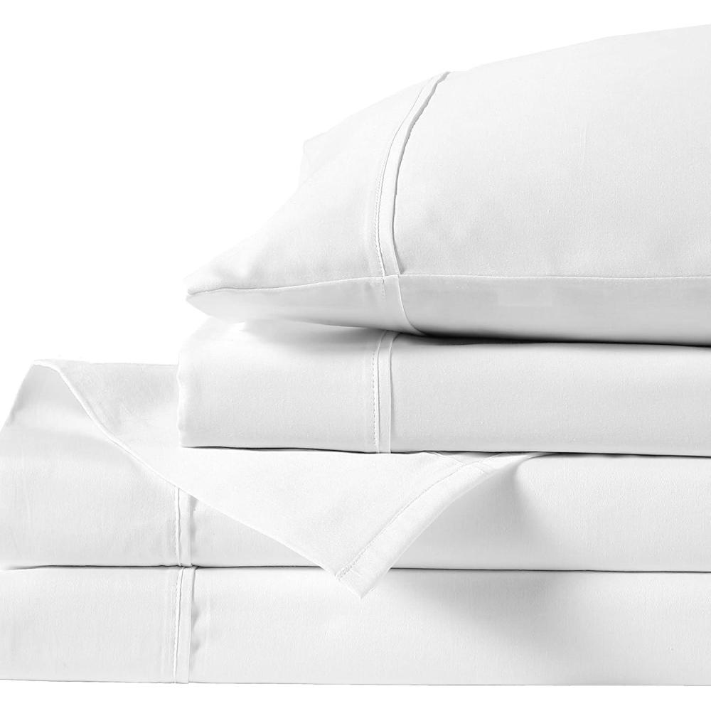 imageAnne Klein Reverie 100 Cotton Solid Sheet Set Queen NavyWhite