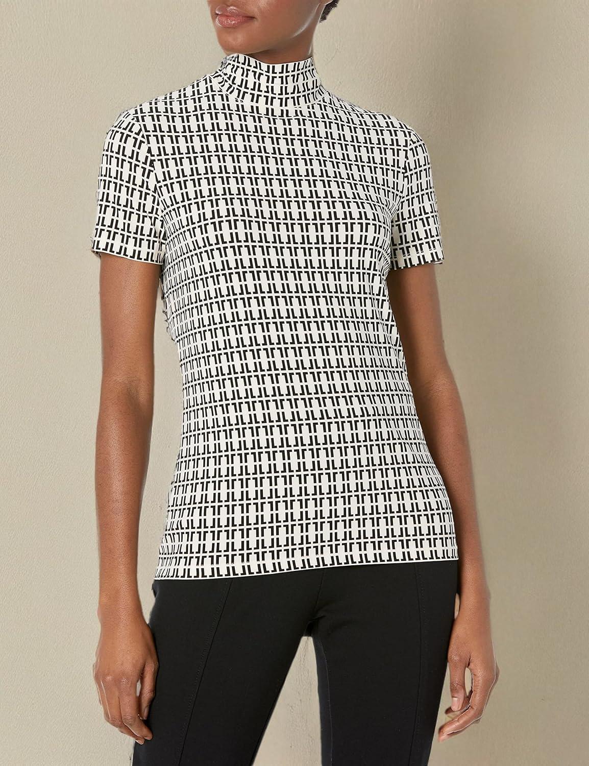 imageAnne Klein Womens Solid Mock Neck TopAnne WhiteAnne Black