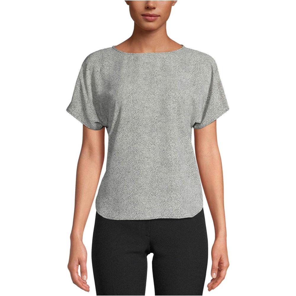 imageAnne Klein Womens Anne Klein Womens Short Sleeve Polka Dot TopAnne WhiteAnne Black