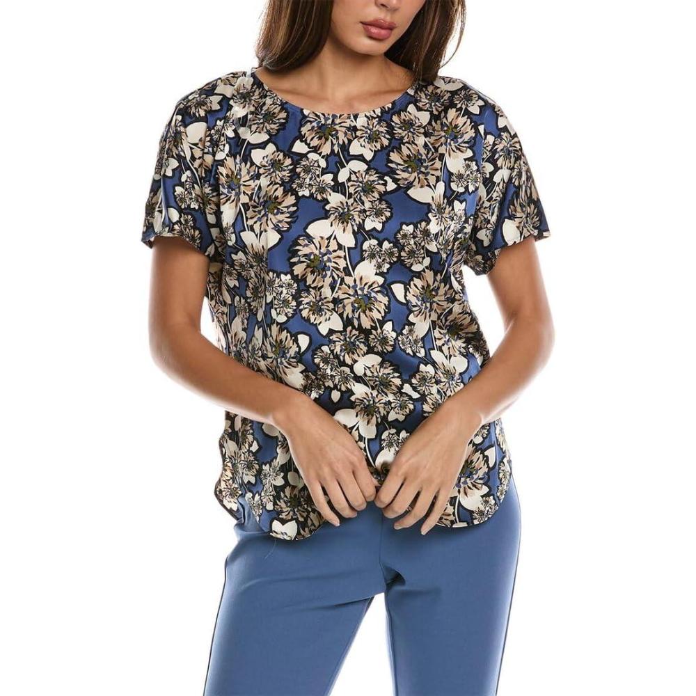 imageAnne Klein Womens Anne Klein Womens Short Sleeve Polka Dot TopFreshwater Multi