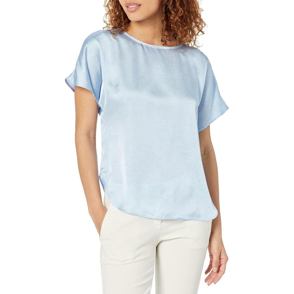 imageAnne Klein Womens Anne Klein Womens Short Sleeve Polka Dot TopLife Aquatic Combo