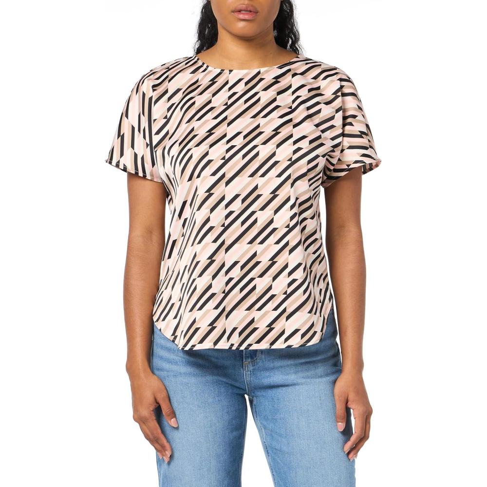 imageAnne Klein Womens Anne Klein Womens Short Sleeve Polka Dot TopRosette Combo