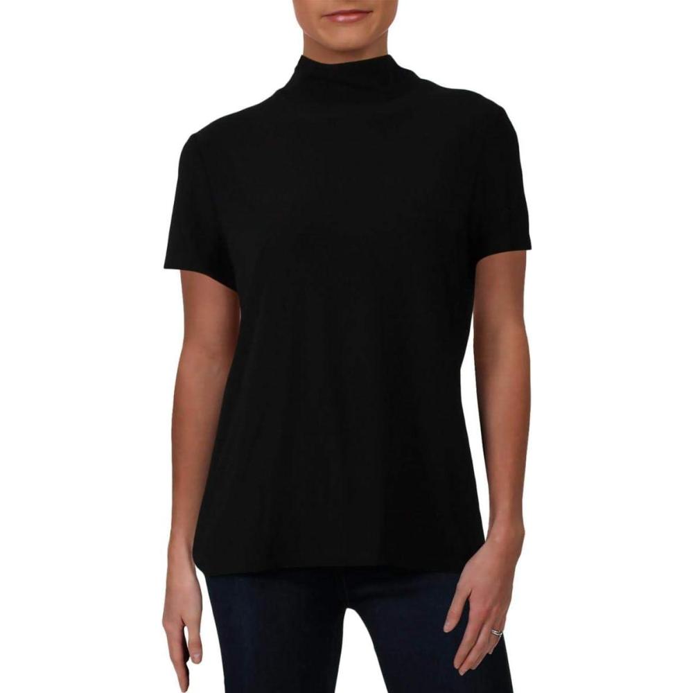 imageAnne Klein Womens Solid Mock Neck TopAnne Blk