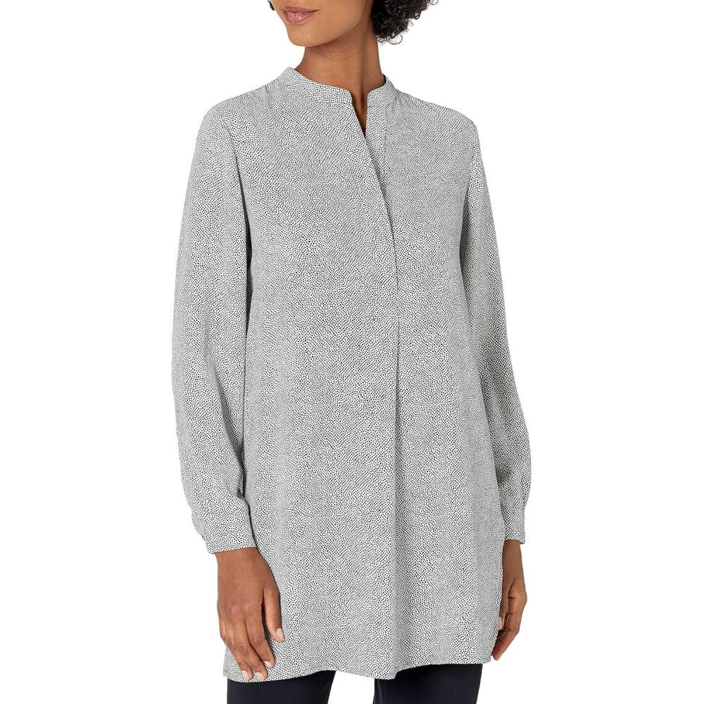 imageAnne Klein womens Split Neck Long Tunic BlouseAnne WhiteAnne Black