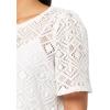 Anne Klein Women’s Puff Diamnd Lace Ss Jwl Nk Tee(Bright White)