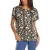 Anne Klein Womens Anne Klein Women’s Short Sleeve Polka Dot Top(Foliage/White)