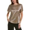 Anne Klein Womens Anne Klein Women’s Short Sleeve Polka Dot Top(Gold)